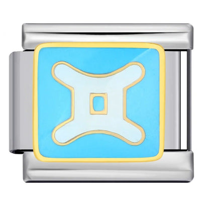 Gemini zodiac symbol Italian charm 9mm blue background astrology charm