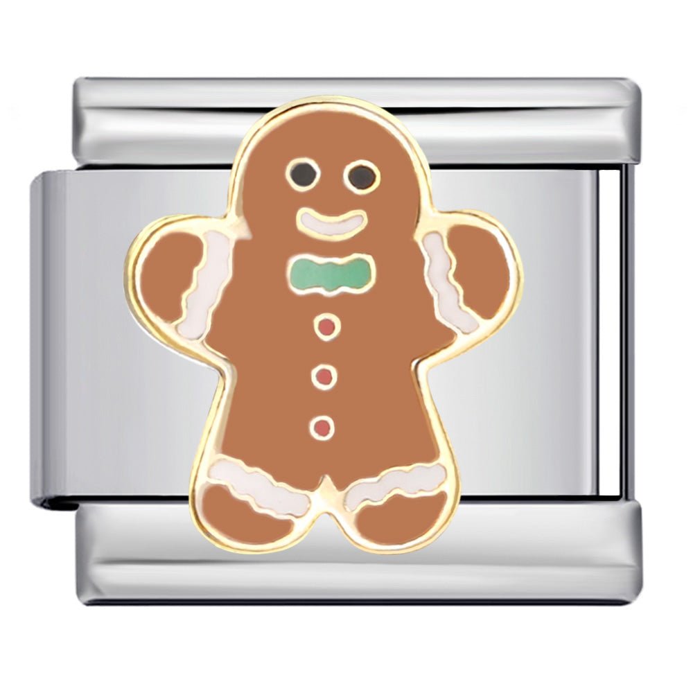 Gingerbread man Italian charm 9mm Silver
