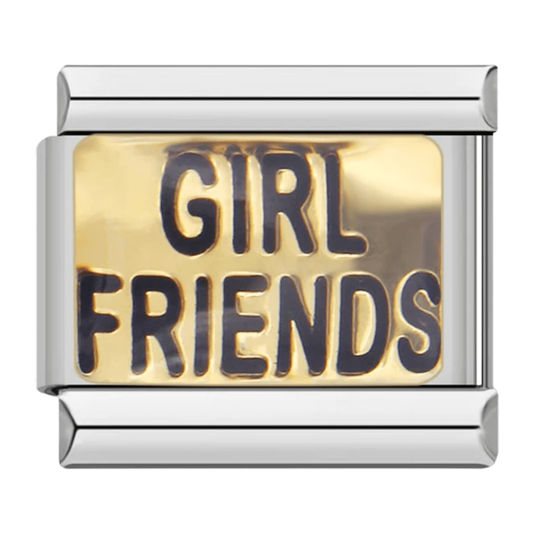 Girl Friends bold text gold-tone 9mm Italian charm