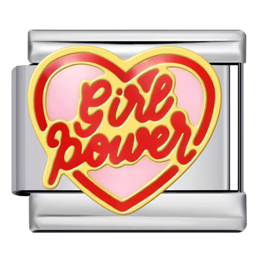 Girl Power heart Italian charm 9mm