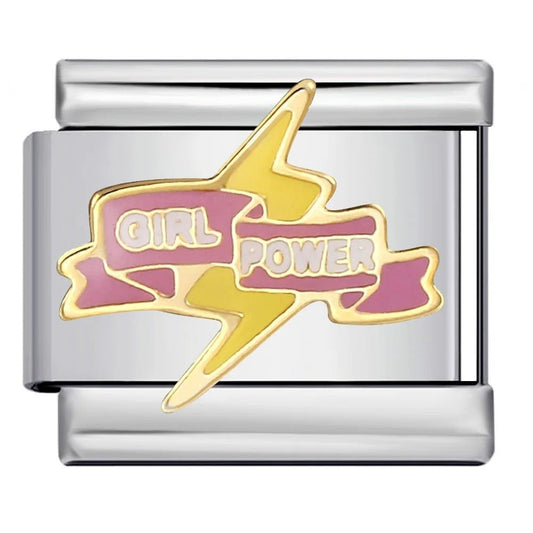 Girl power Italian charm 9mm lightning bolt empowerment design