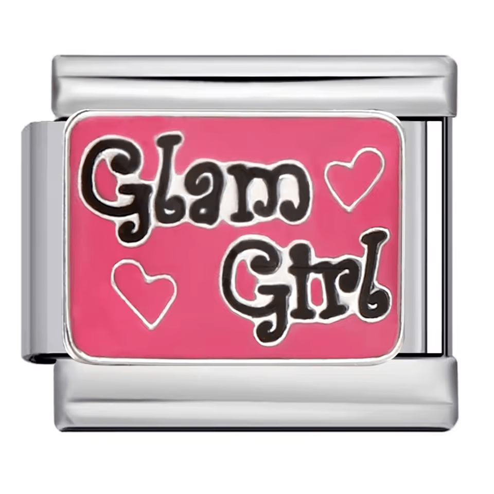 Glam girl message Italian charm 9mm text design