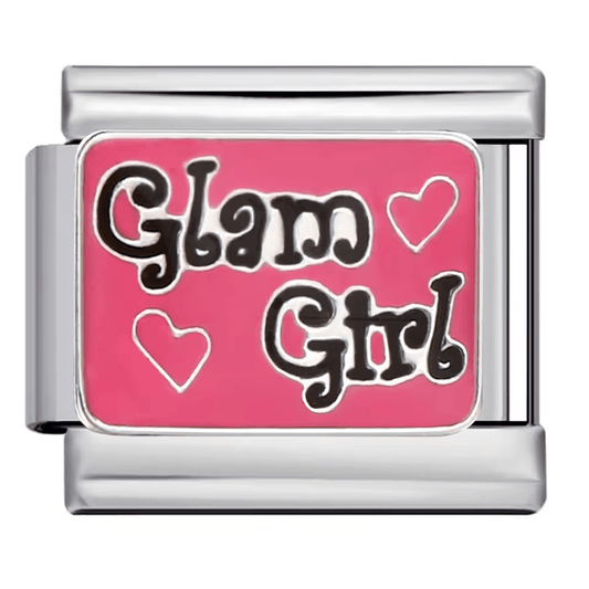 Glam girl message Italian charm 9mm text design