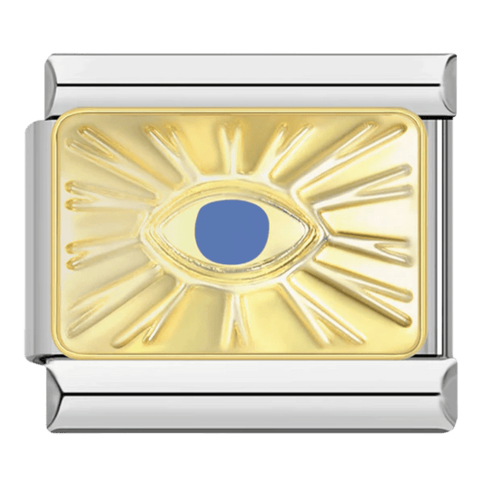 Gold-tone Eye of Providence with blue center 9mm Italian charm