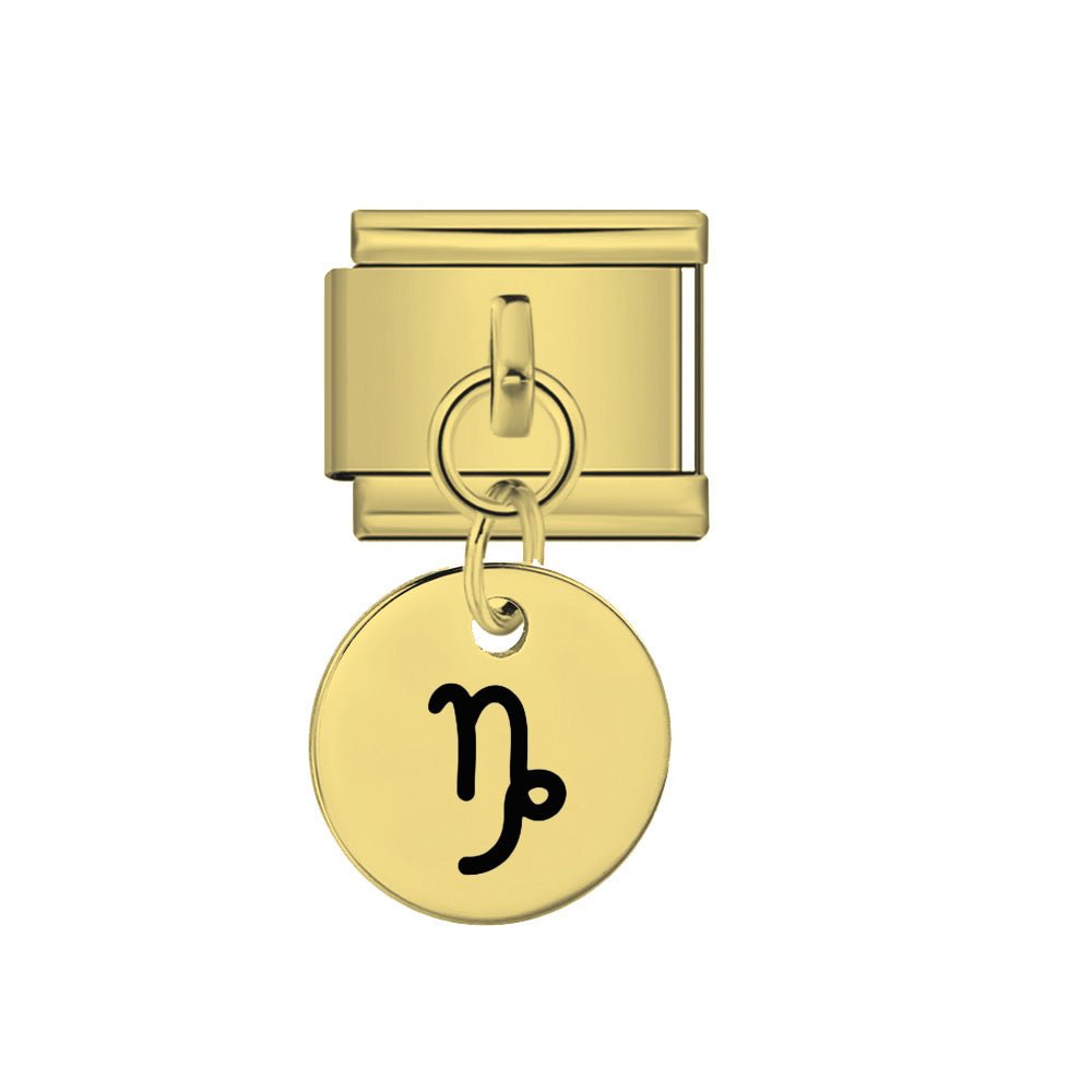 Gold Dangling Capricorn zodiac Italian charm 9mm