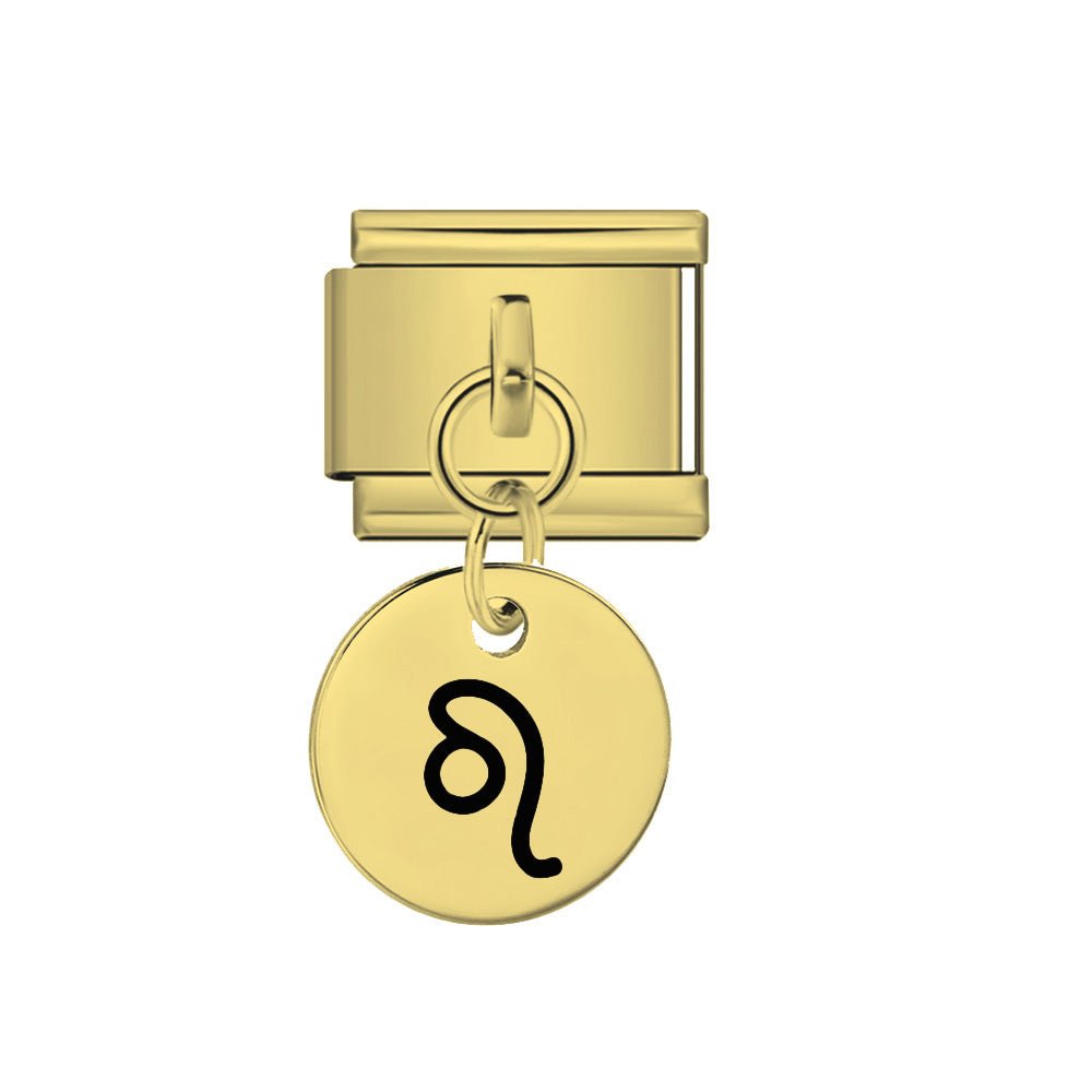 Gold Dangling Leo zodiac Italian charm 9mm