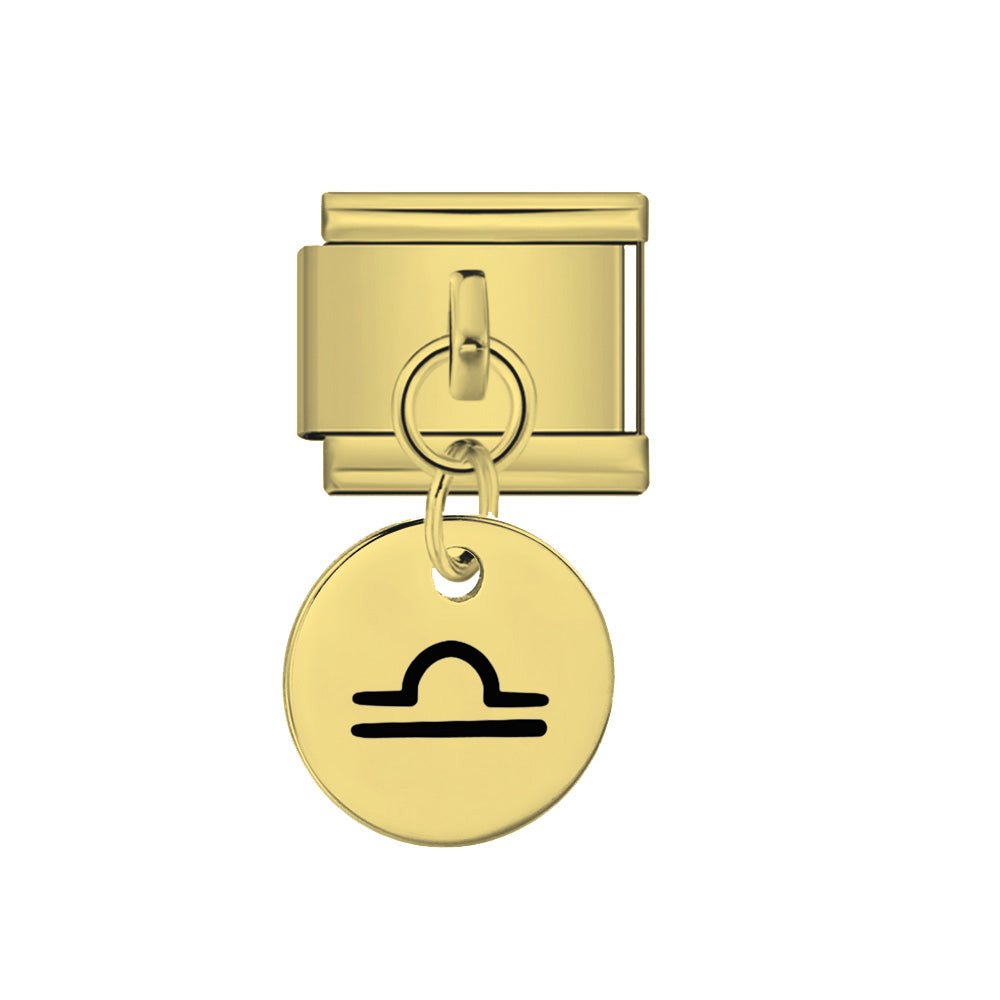 Gold Dangling Libra zodiac Italian charm 9mm