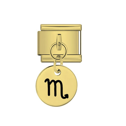 Gold Dangling Scorpio zodiac Italian charm 9mm
