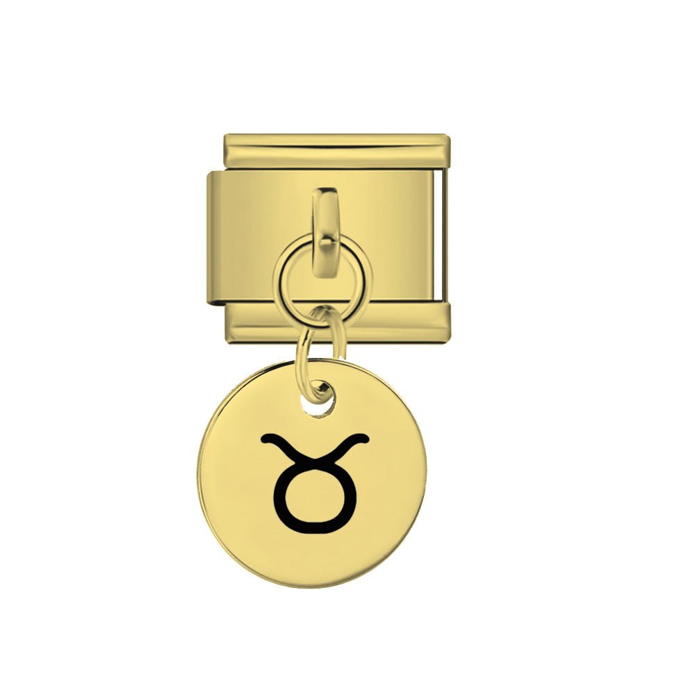 Gold Dangling Taurus zodiac Italian charm 9mm