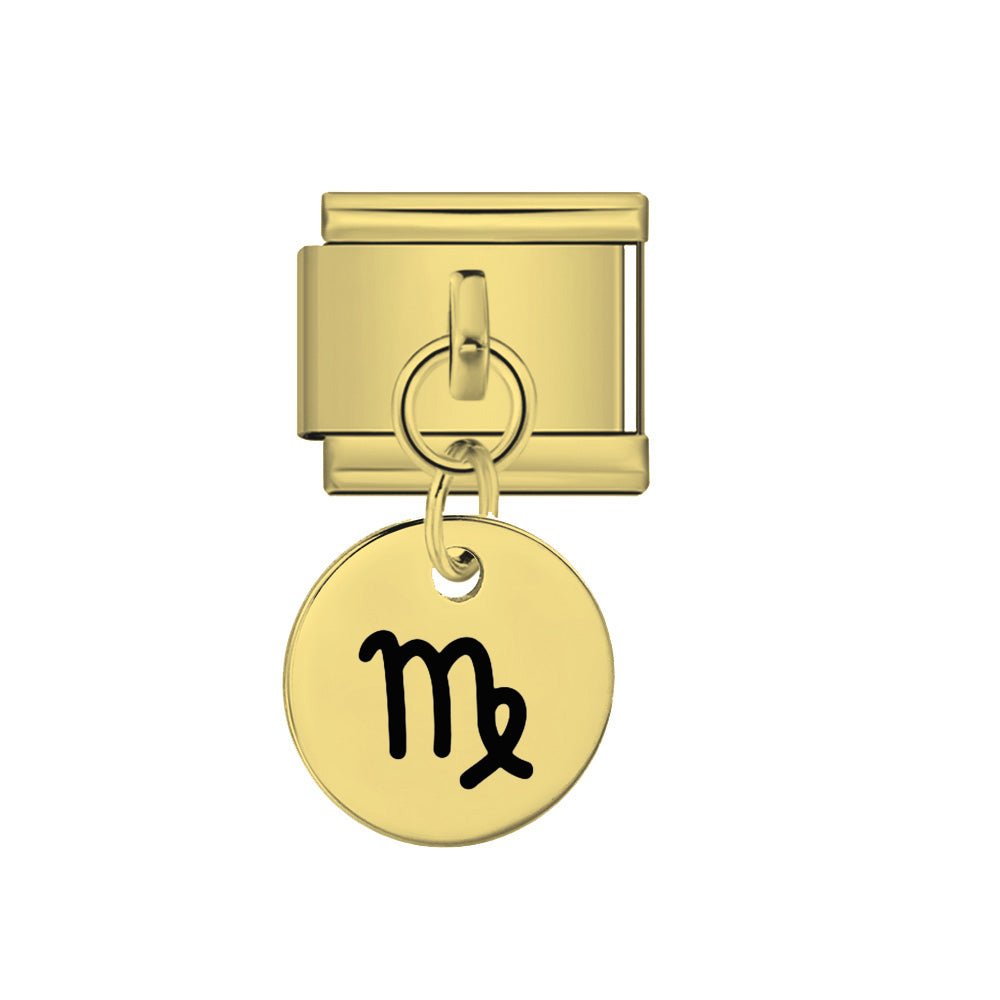 Gold Dangling Virgo zodiac Italian charm 9mm