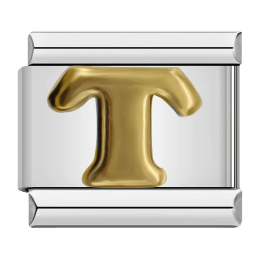 Gold letter T alphabet Italian charm 9mm for Italian charm bracelet