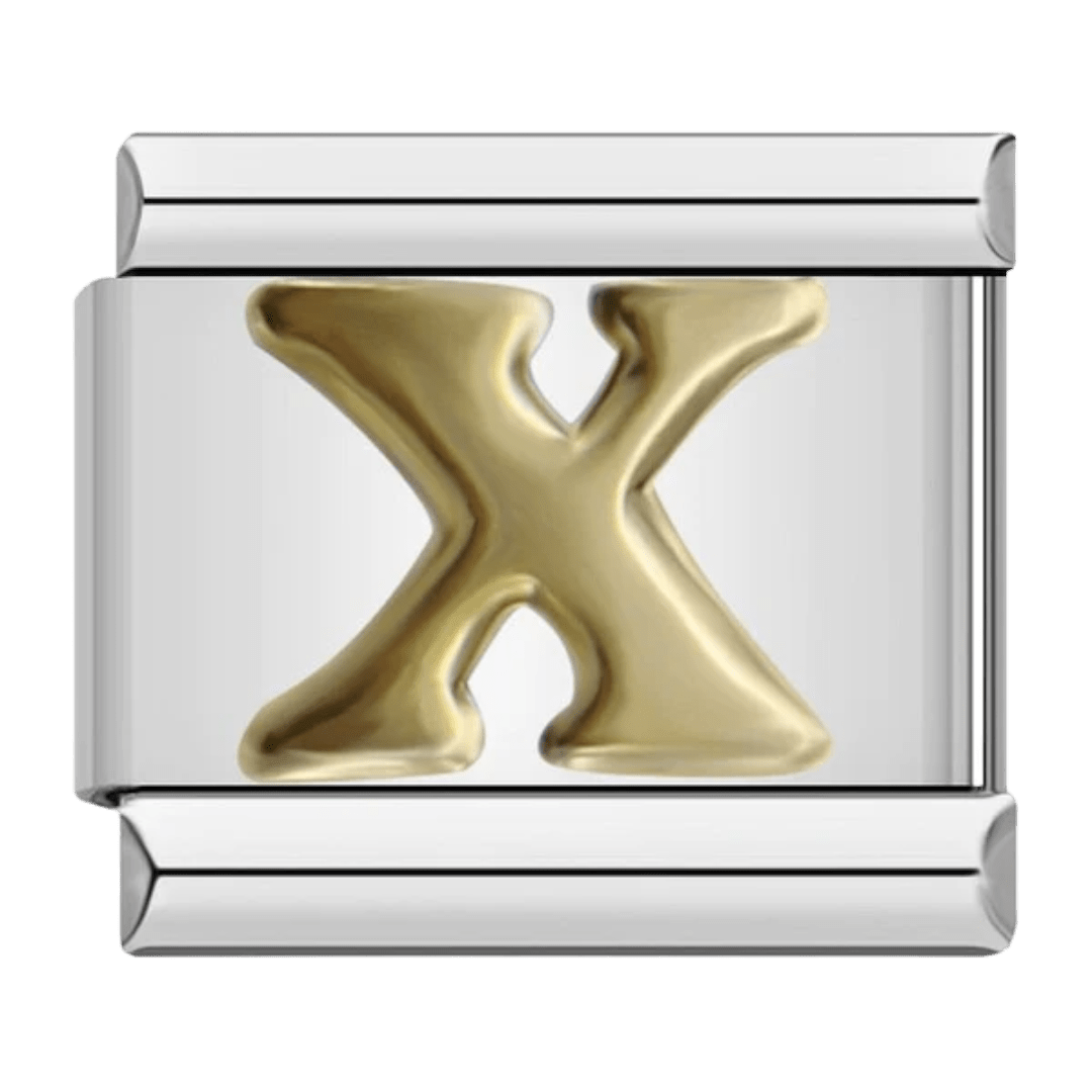 Gold letter X alphabet Italian charm 9mm for Italian charm bracelet