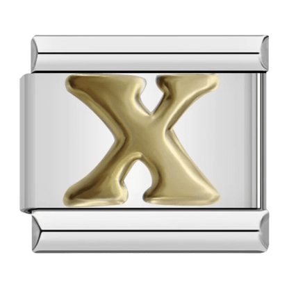 Gold letter X alphabet Italian charm 9mm for Italian charm bracelet