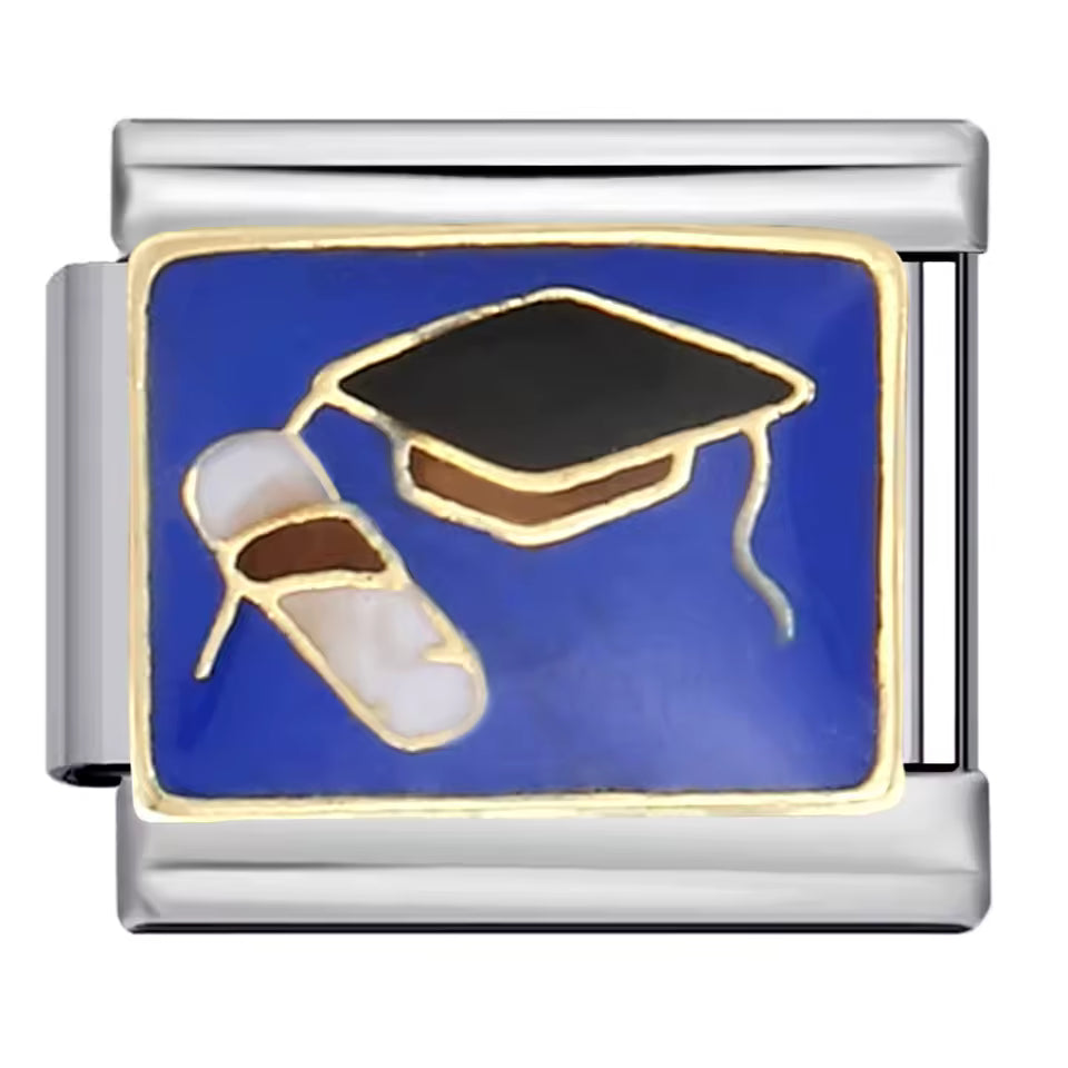 Graduation cap diploma Italian charm 9mm