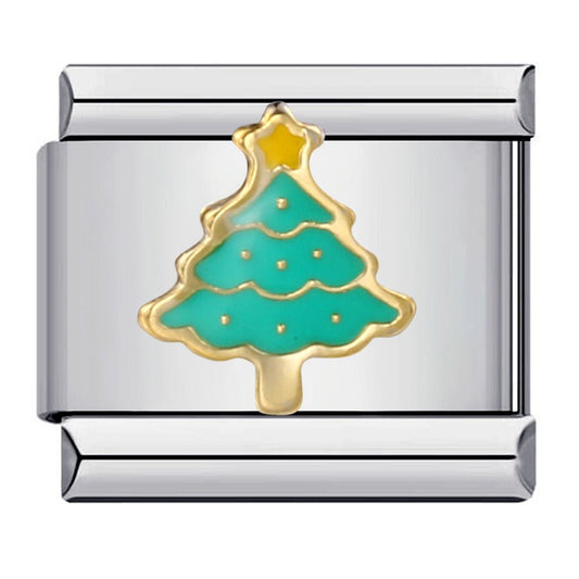 Green Christmas tree Italian charm 9mm