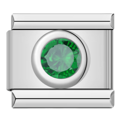Green gemstone Italian charm – 9mm modular bracelet link by Charmette
