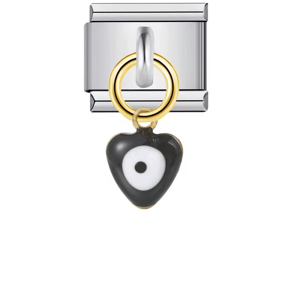 Hanging black evil eye Italian charm 9mm