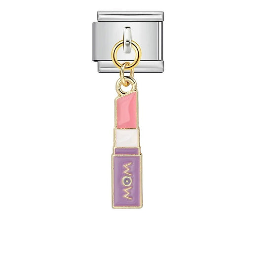Hanging lipstick dangle Italian charm 9mm makeup Italian charm link