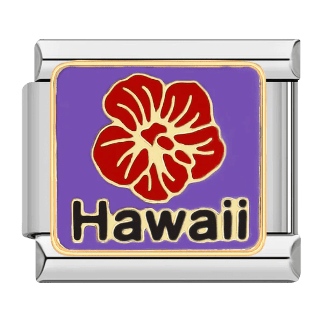 Hawaii hibiscus flower Italian charm purple background 9mm