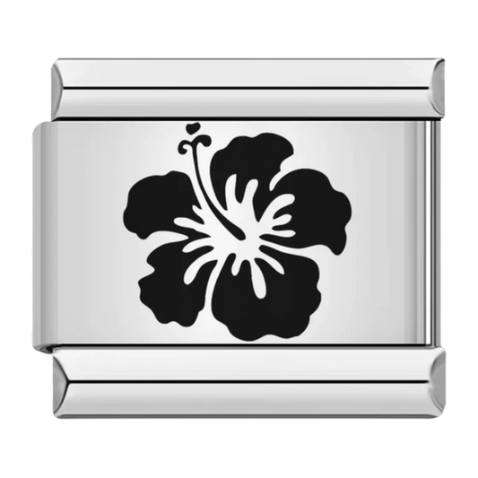 Hawaiian flower 9mm Italian charm silver floral bracelet link
