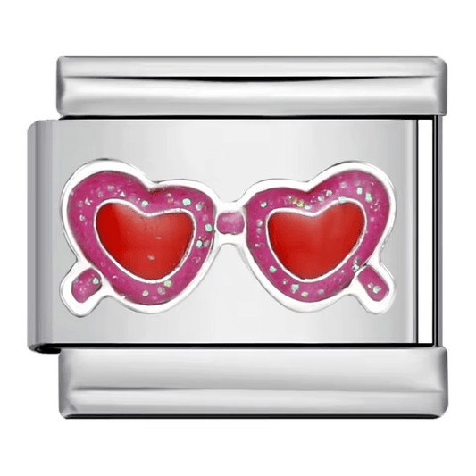 Heart glasses Italian charm 9mm