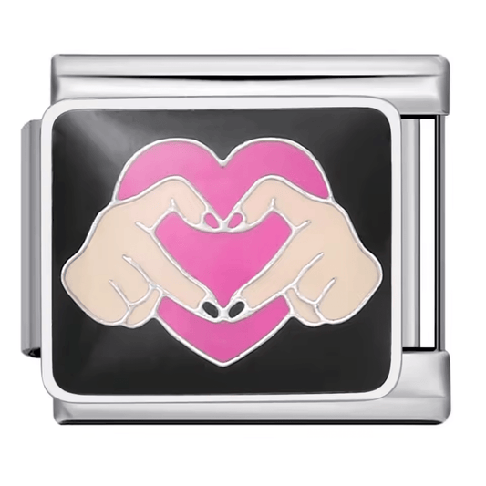 Heart hands Italian charm 9mm love bracelet link