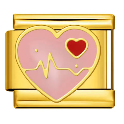 Heart lifeline Italian charm 9mm Gold