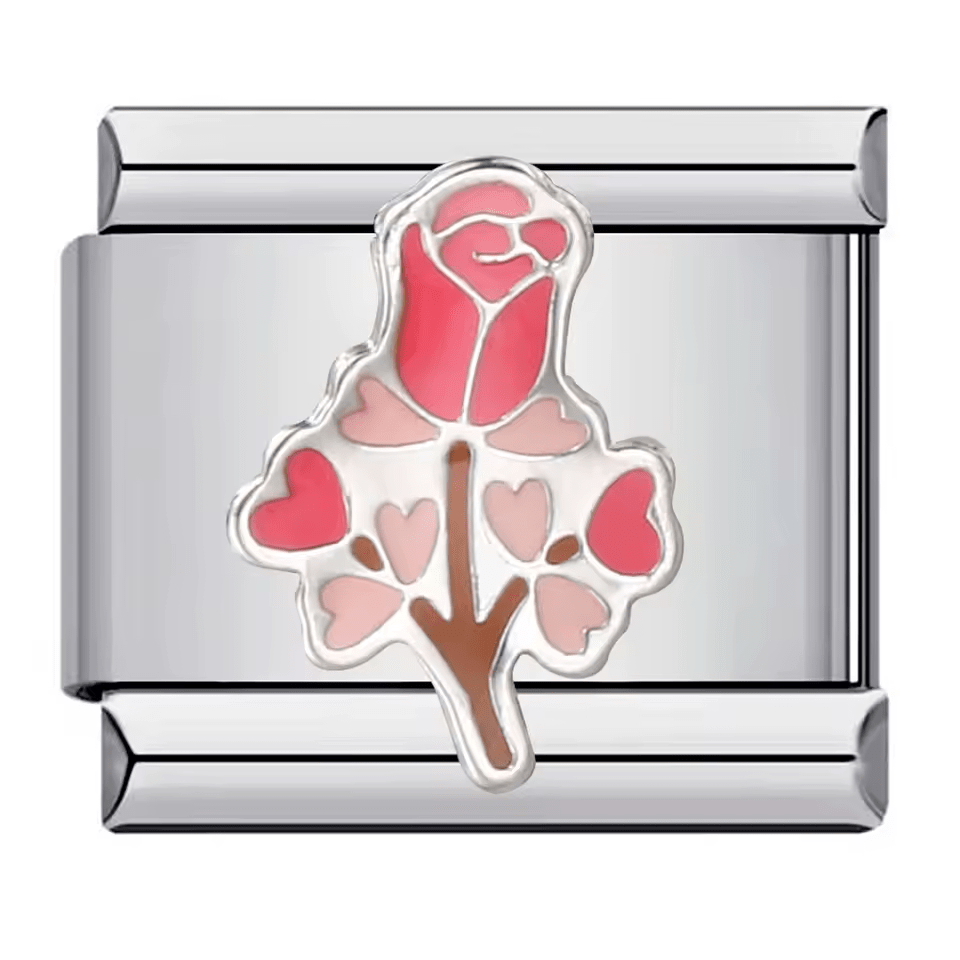 Heart tulip Italian charm 9mm flower design