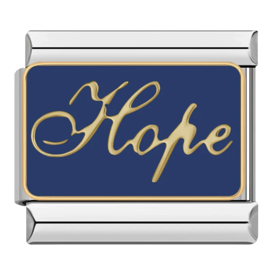 Hope Italian charm 9mm blue enamel hope word charm for Italian charm bracelet