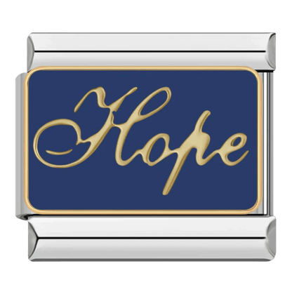 Hope Italian charm 9mm blue enamel hope word charm for Italian charm bracelet