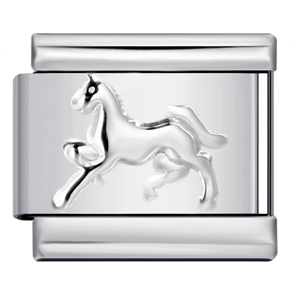 Horse Italian charm 9mm stainless steel horse design