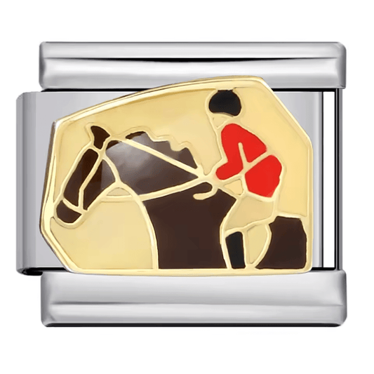 Horseback riding Italian charm 9mm with rider on horse design