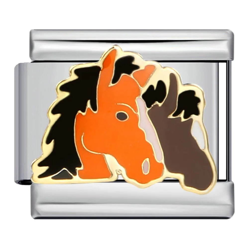 Horses animal Italian charm 9mm equestrian design