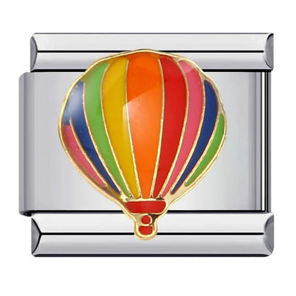 Hot air balloon Italian charm 9mm rainbow enamel travel design