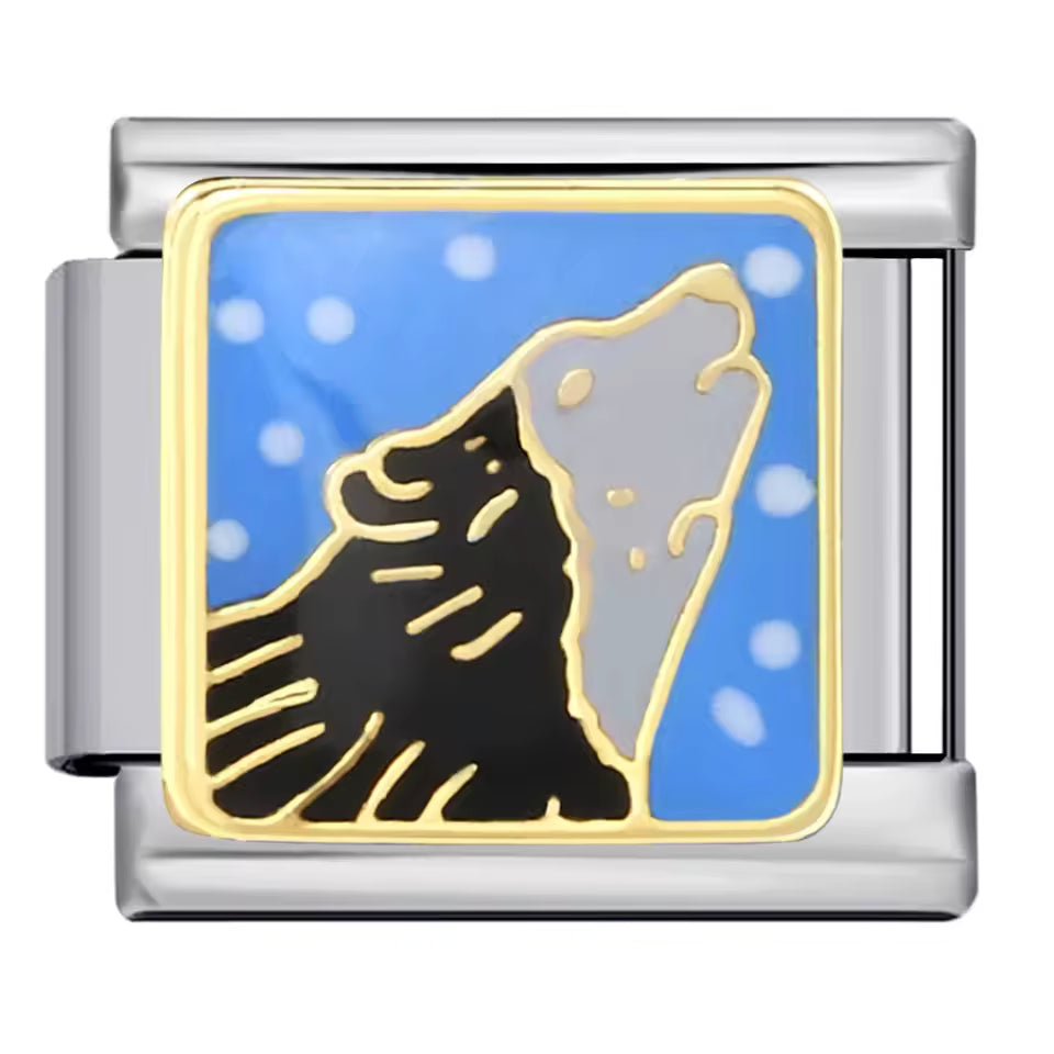 Howling wolf animal Italian charm 9mm