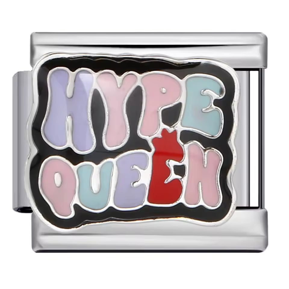 Hype Queen pastel lettering Italian charm 9mm