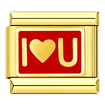 I <3 U heart Italian charm 9mm close-up by Charmette for Italian charm bracelets