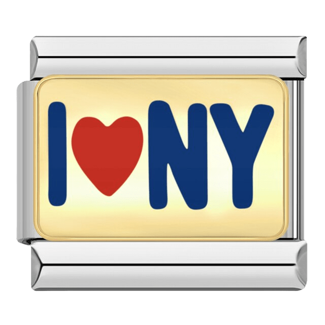 I Love NY New York travel Italian charm 9mm blue lettering with red heart
