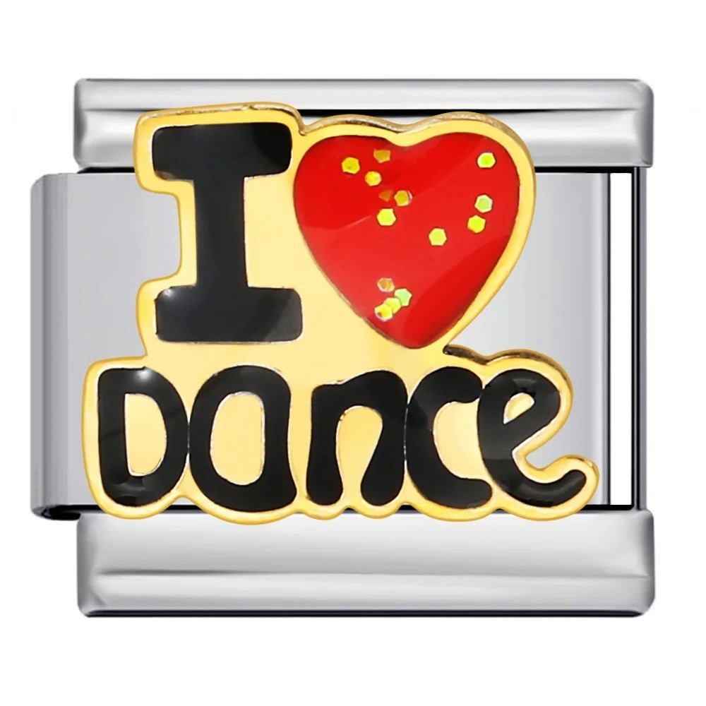 I love dance Italian charm 9mm stainless steel bracelet link