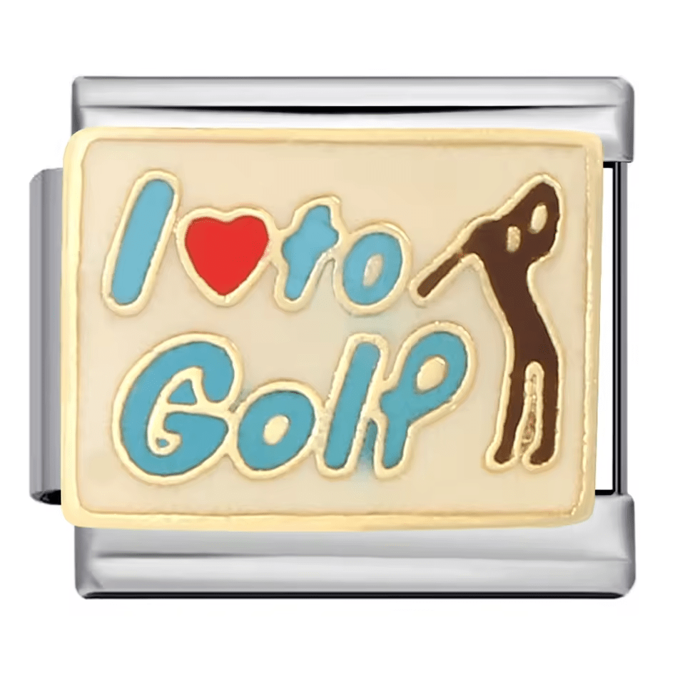 I love golf Italian charm with golfer design