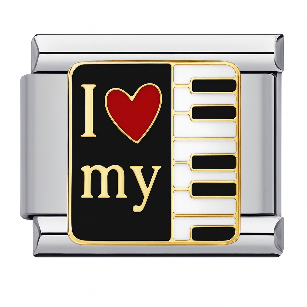 I love my piano Italian charm 9mm piano keys music design