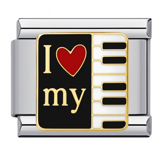 I love my piano Italian charm 9mm piano keys music design