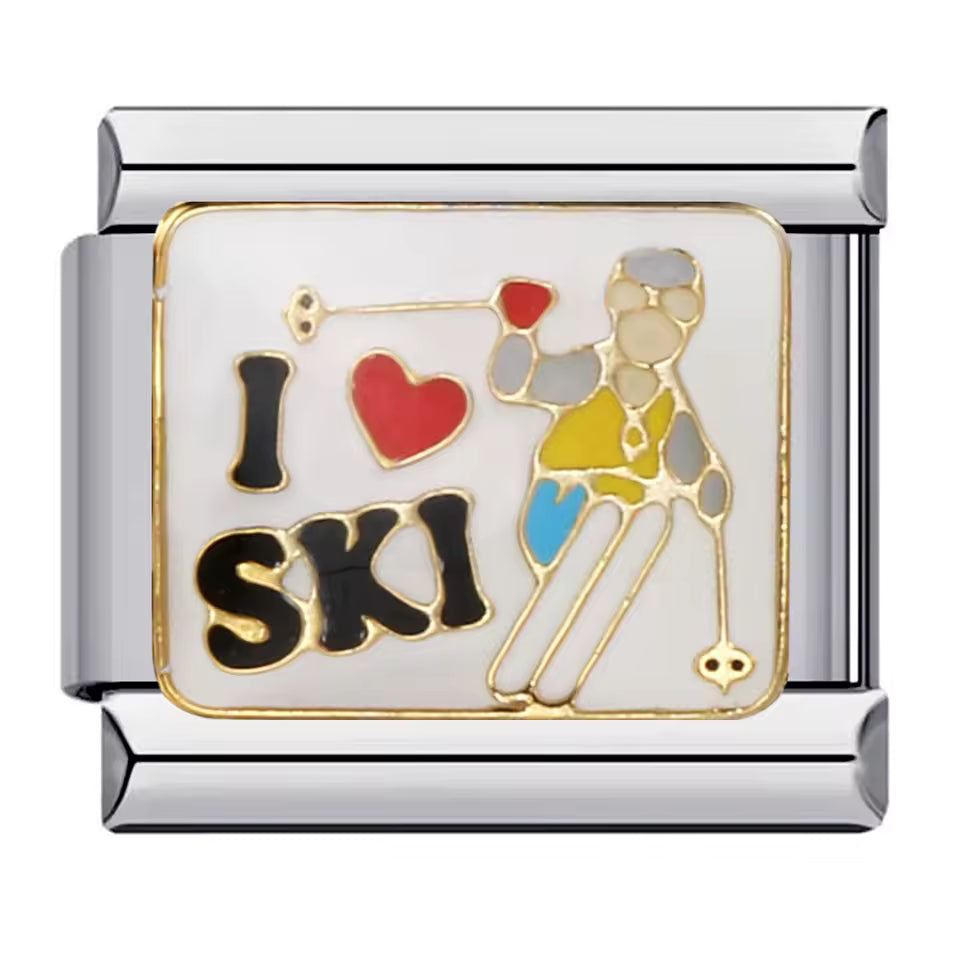 I love ski Italian charm 9mm