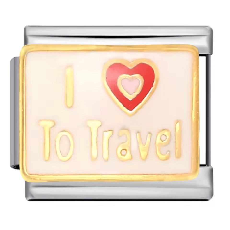 I love to travel Italian charm 9mm travel bracelet charm