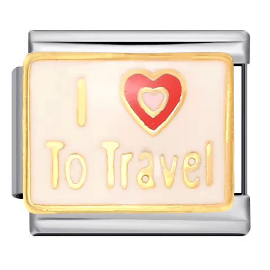 I love to travel Italian charm 9mm travel bracelet charm