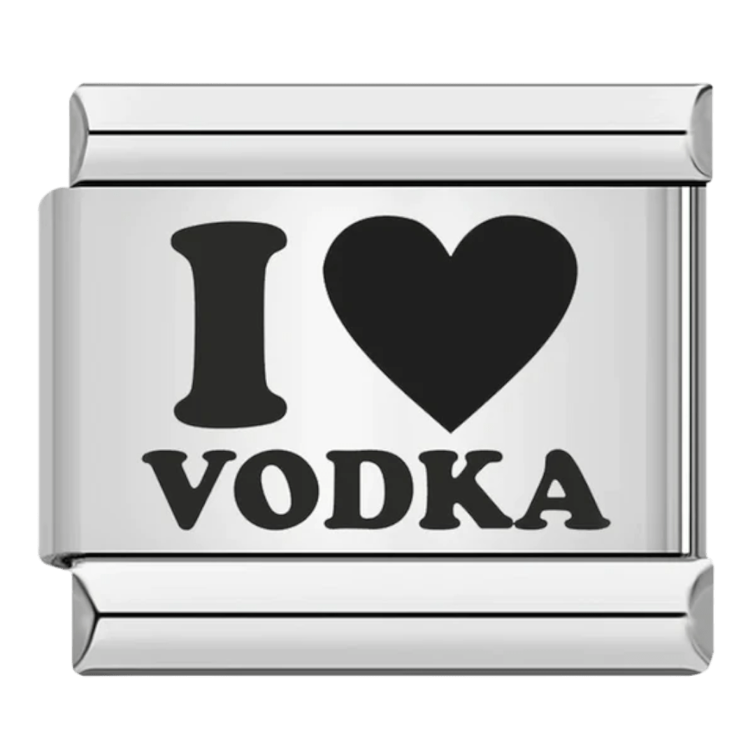I love vodka Italian charm 9mm drink themed Italian charm bracelet link