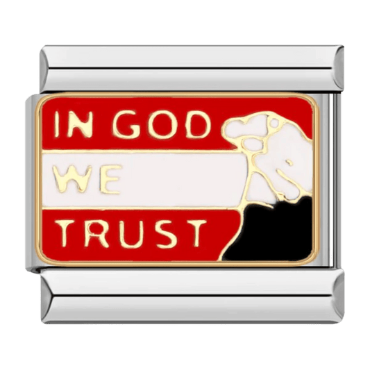 In God We Trust faith message Italian charm 9mm bracelet link