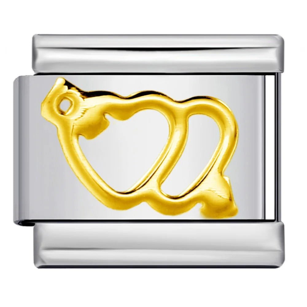 Interlocking hearts Italian charm 9mm stainless steel bracelet link