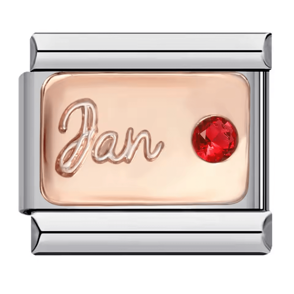 January birthstone Italian charm 9mm with red stone