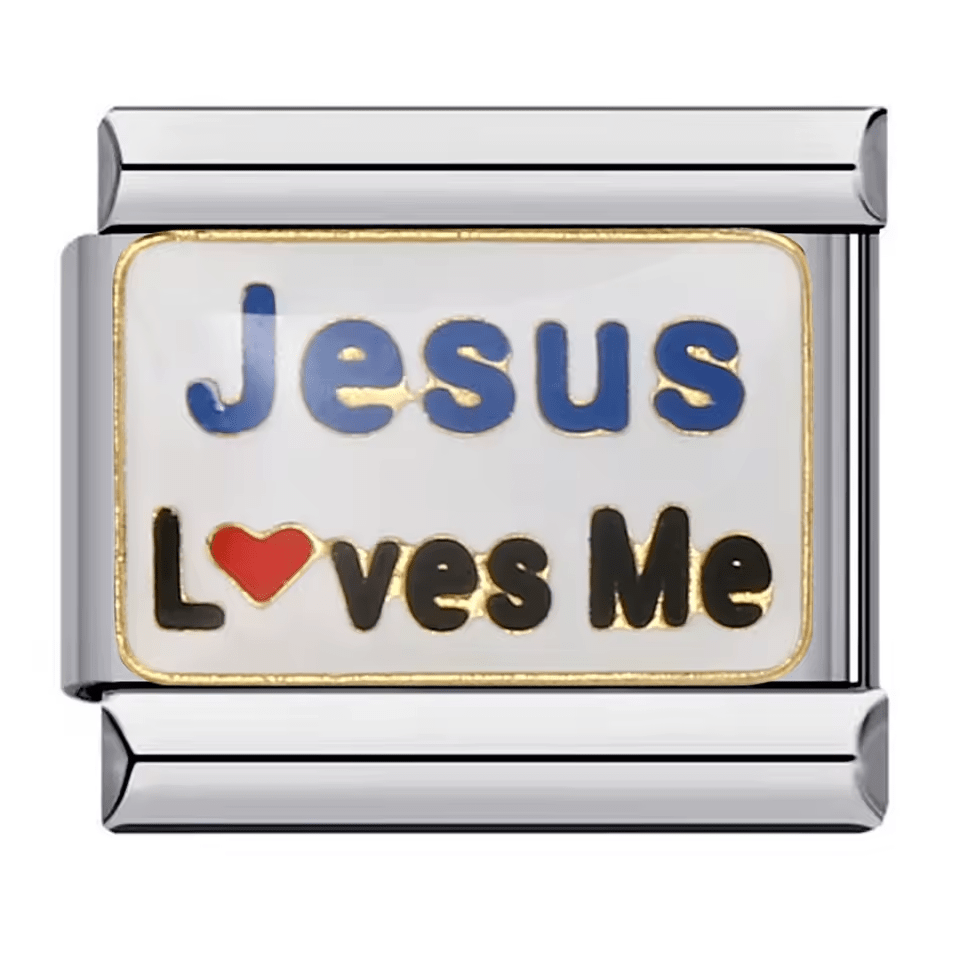 Jesus loves me Italian charm 9mm white enamel faith charm